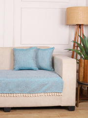 Jute Sofa Seat Cover – Turquoise, 70x30 Inch